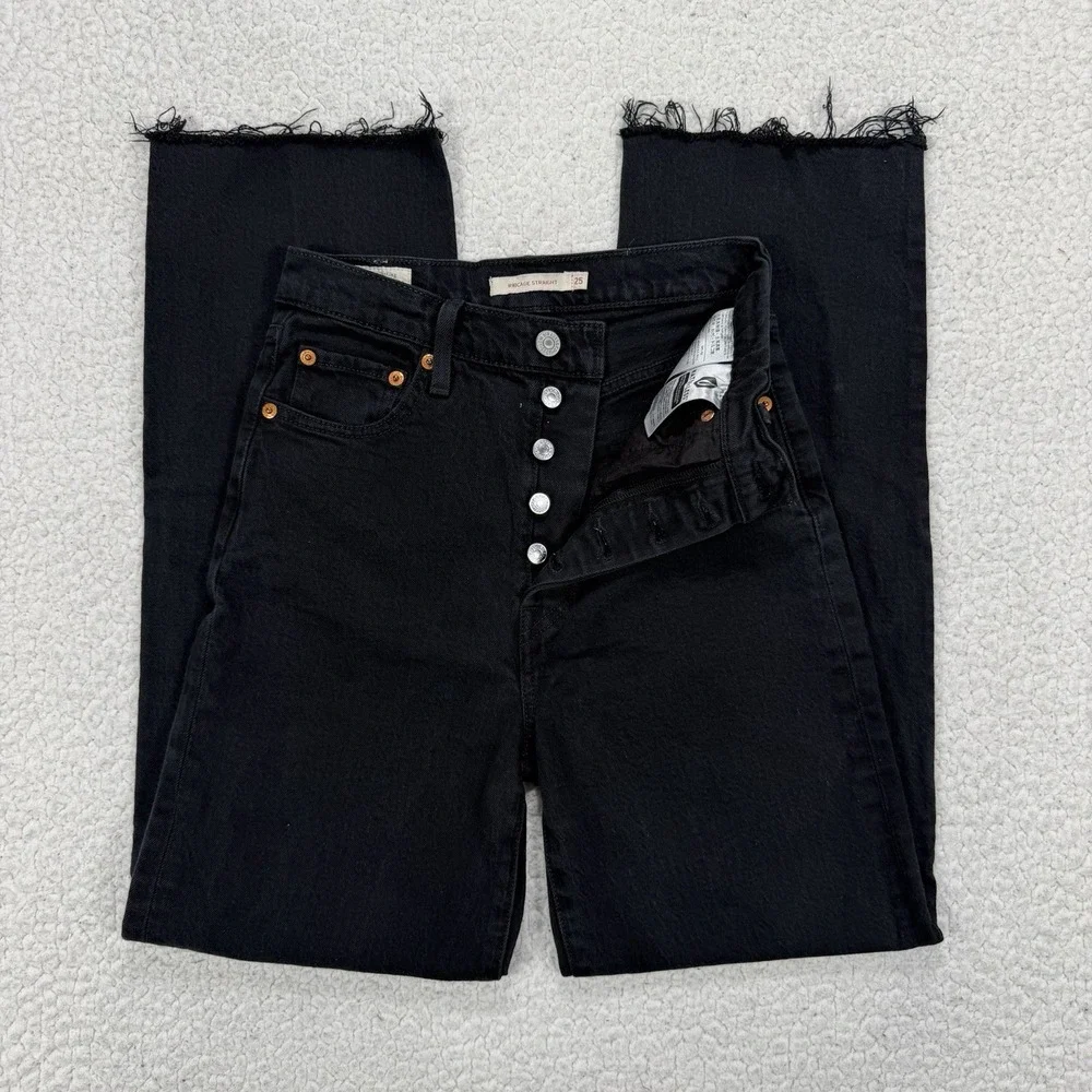 Levi's Premium Ribcage Straight Jeans Womens 25 (25x28) Streetwear Grunge Casual